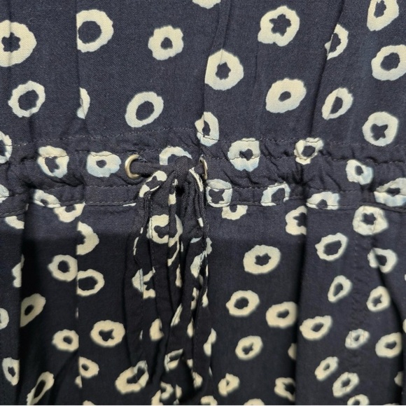 LOFT Blue White Dot Shirt Dress Small Lined Pockets Drawstring Waist - Picture 8 of 15